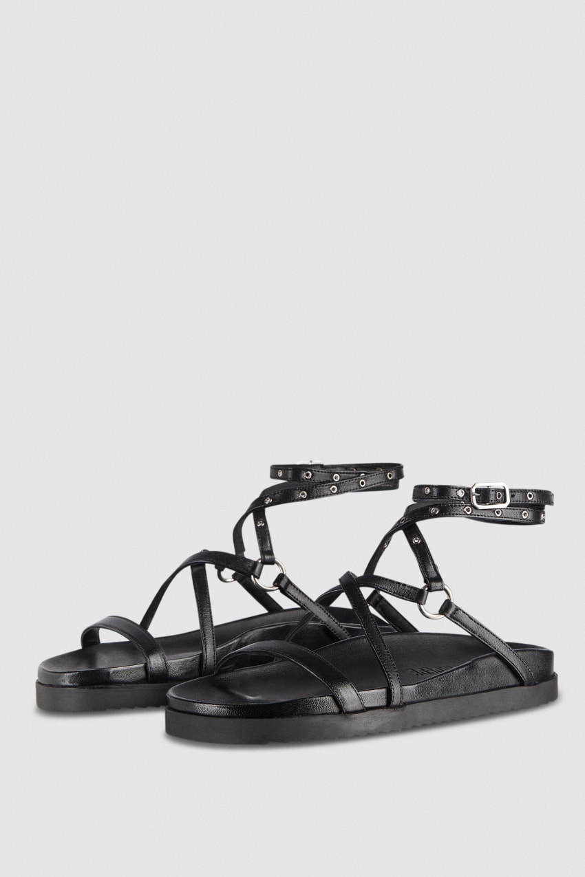 Patrizia Pepe Flat Sandals With Laces Siyah | GQC326489