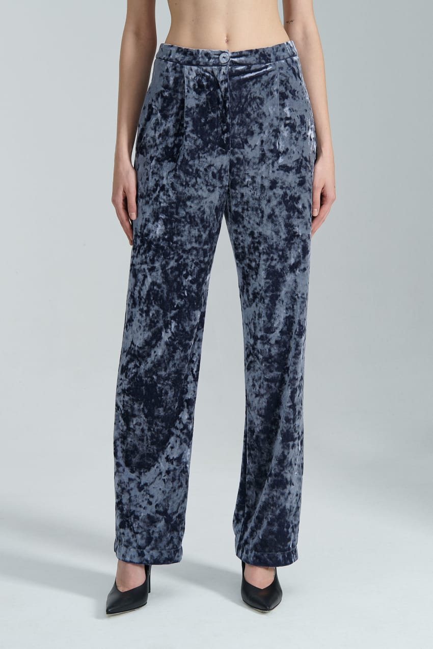 Patrizia Pepe Flowing Velvet Pants Mavi | OVE935827