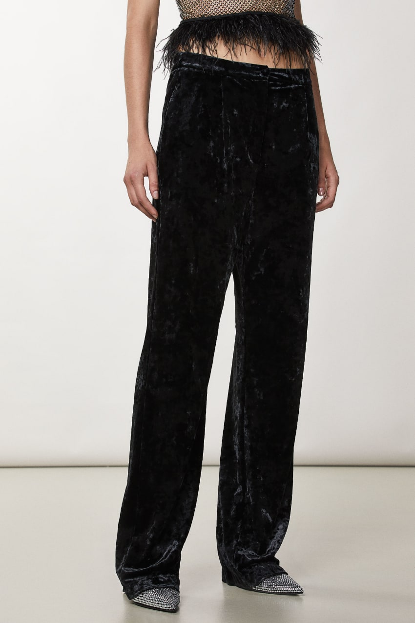 Patrizia Pepe Flowing Velvet Pants Siyah | ACN725803