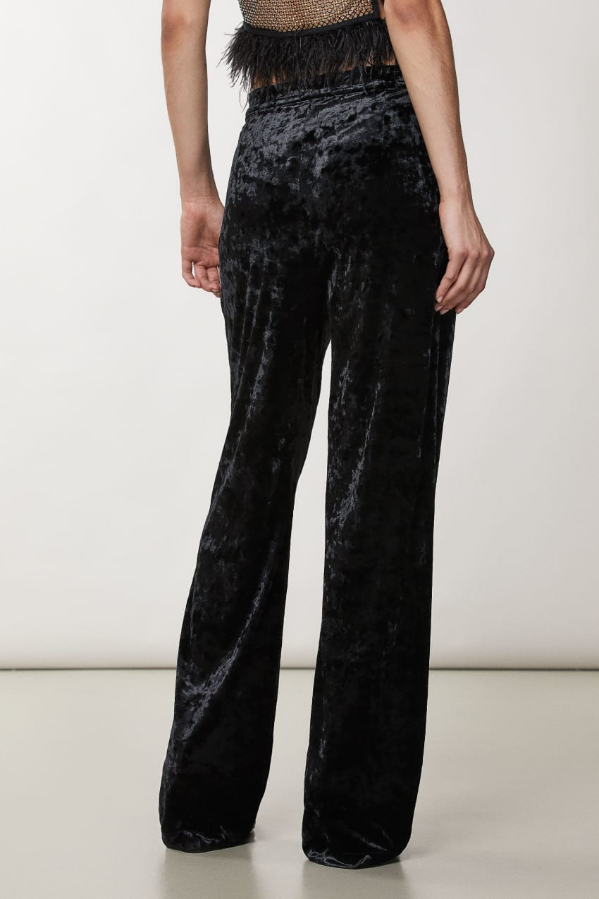 Patrizia Pepe Flowing Velvet Pants Siyah | ACN725803