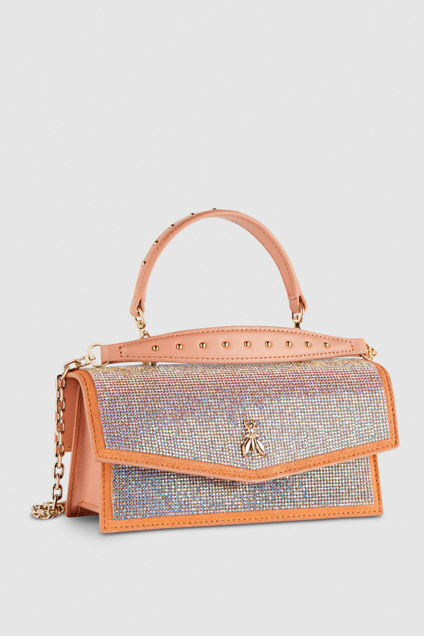 Patrizia Pepe Fly Bamby Shoulder Bag With Rhinestones Pembe | TUH478652