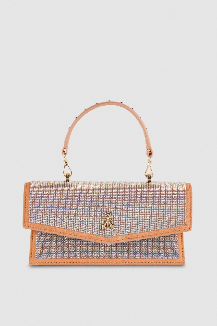 Patrizia Pepe Fly Bamby Shoulder Bag With Rhinestones Pembe | TUH478652