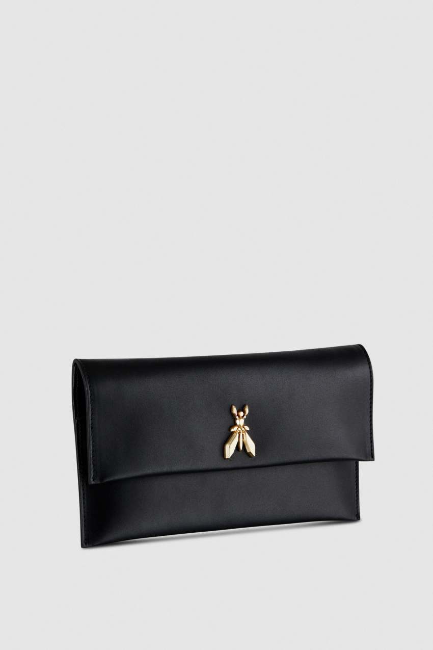 Patrizia Pepe Fly Leather Clutch Bag With Chain Siyah | AFR780231