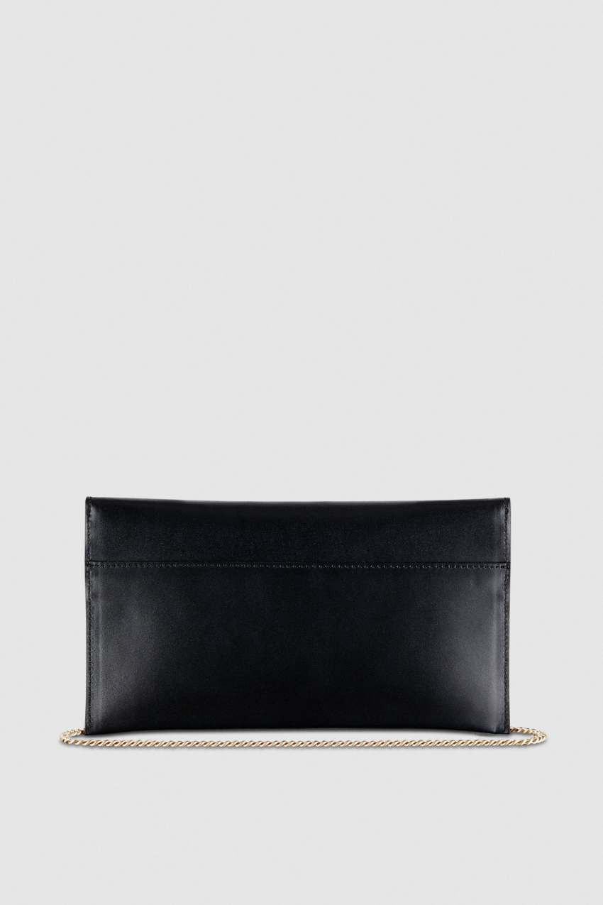 Patrizia Pepe Fly Leather Clutch Bag With Chain Siyah | AFR780231