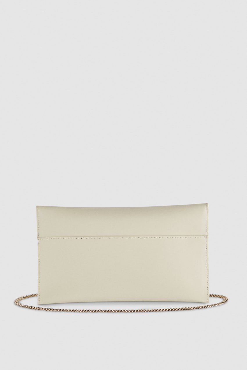 Patrizia Pepe Fly Leather Clutch Bag With Chain Bej Rengi | XOZ572463