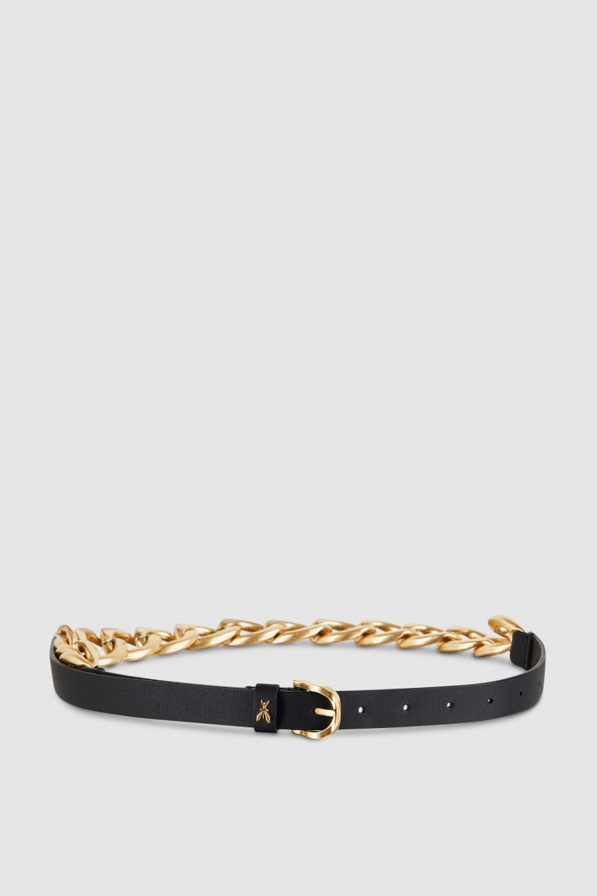 Patrizia Pepe Golden Maxi Chain Belt Siyah | FHB572938