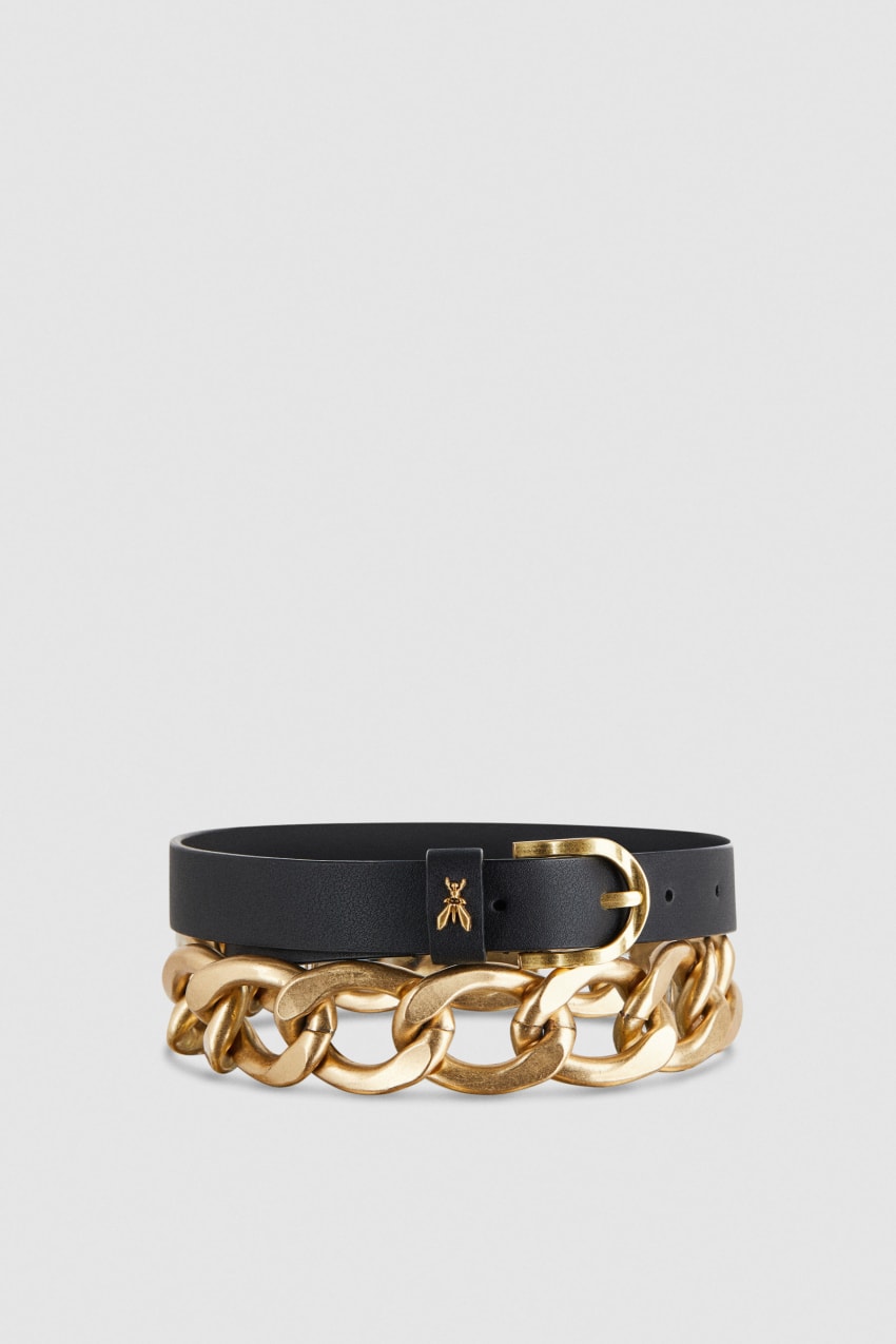 Patrizia Pepe Golden Maxi Chain Belt Siyah | FHB572938