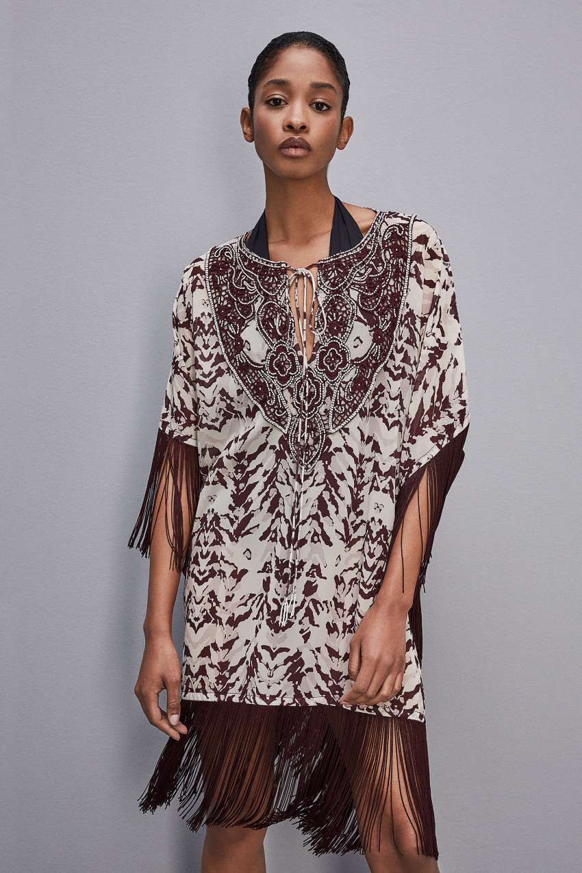 Patrizia Pepe Hand-embroidered Kaftan With Georgette Fringing Renkli | WVN904683