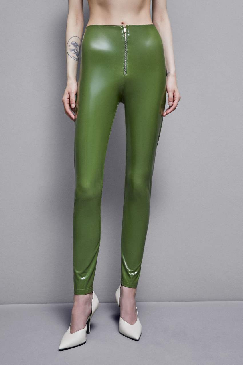 Patrizia Pepe High-waisted Faux Leather Leggings Yeşil | DVM063728