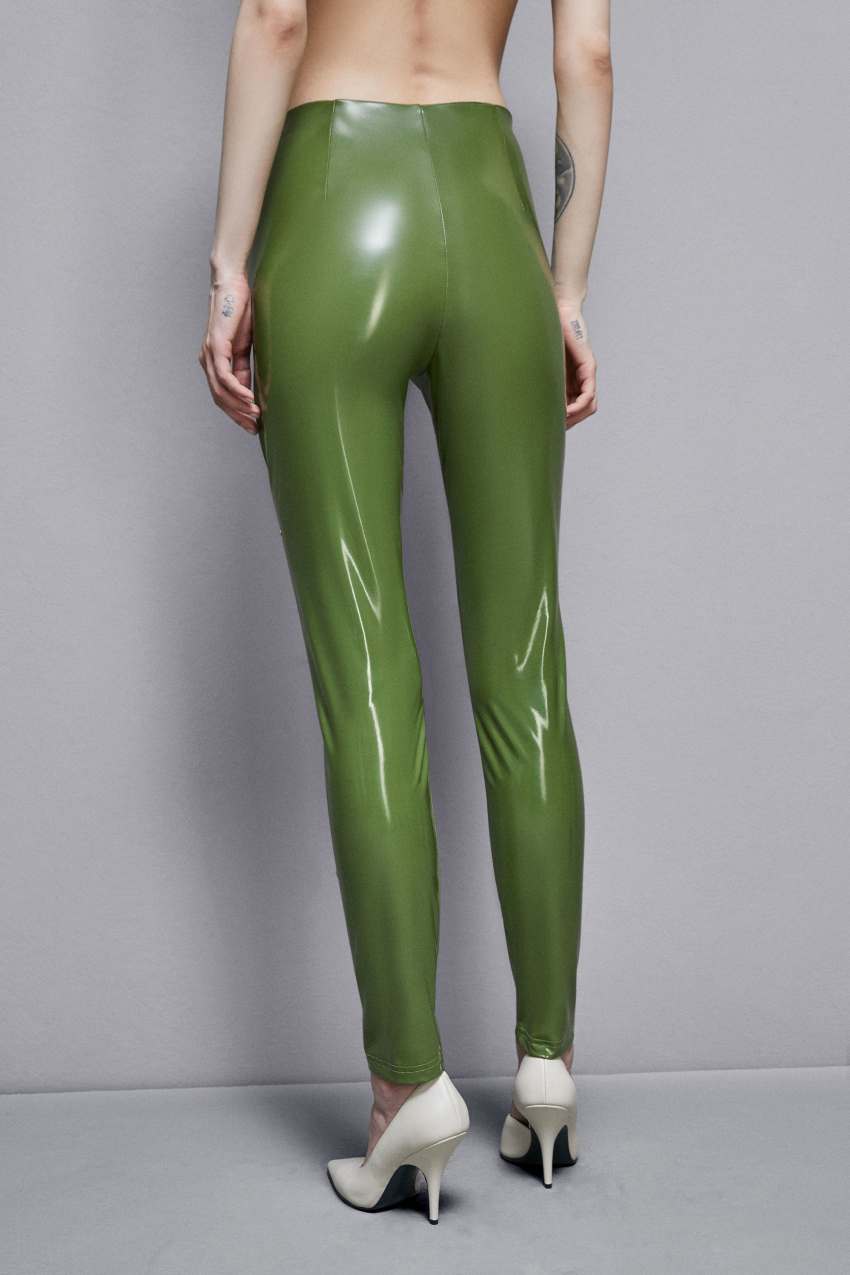 Patrizia Pepe High-waisted Faux Leather Leggings Yeşil | DVM063728