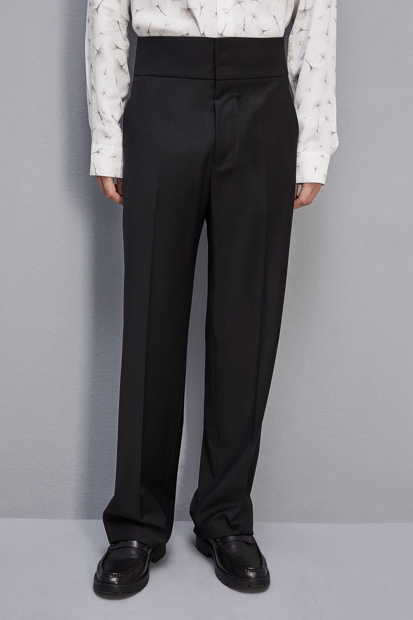 Patrizia Pepe High-waisted Pants In Cool Wool Siyah | KQE956047