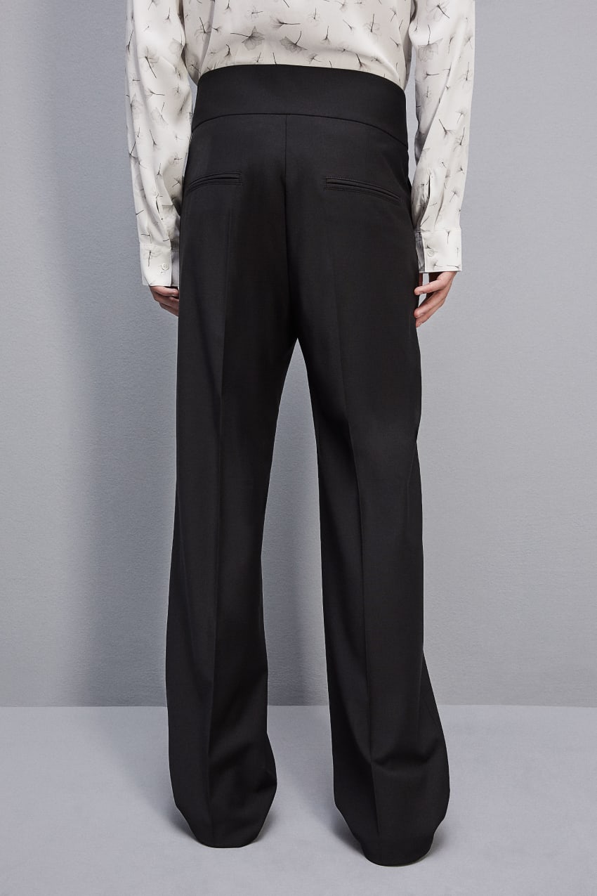 Patrizia Pepe High-waisted Pants In Cool Wool Siyah | KQE956047