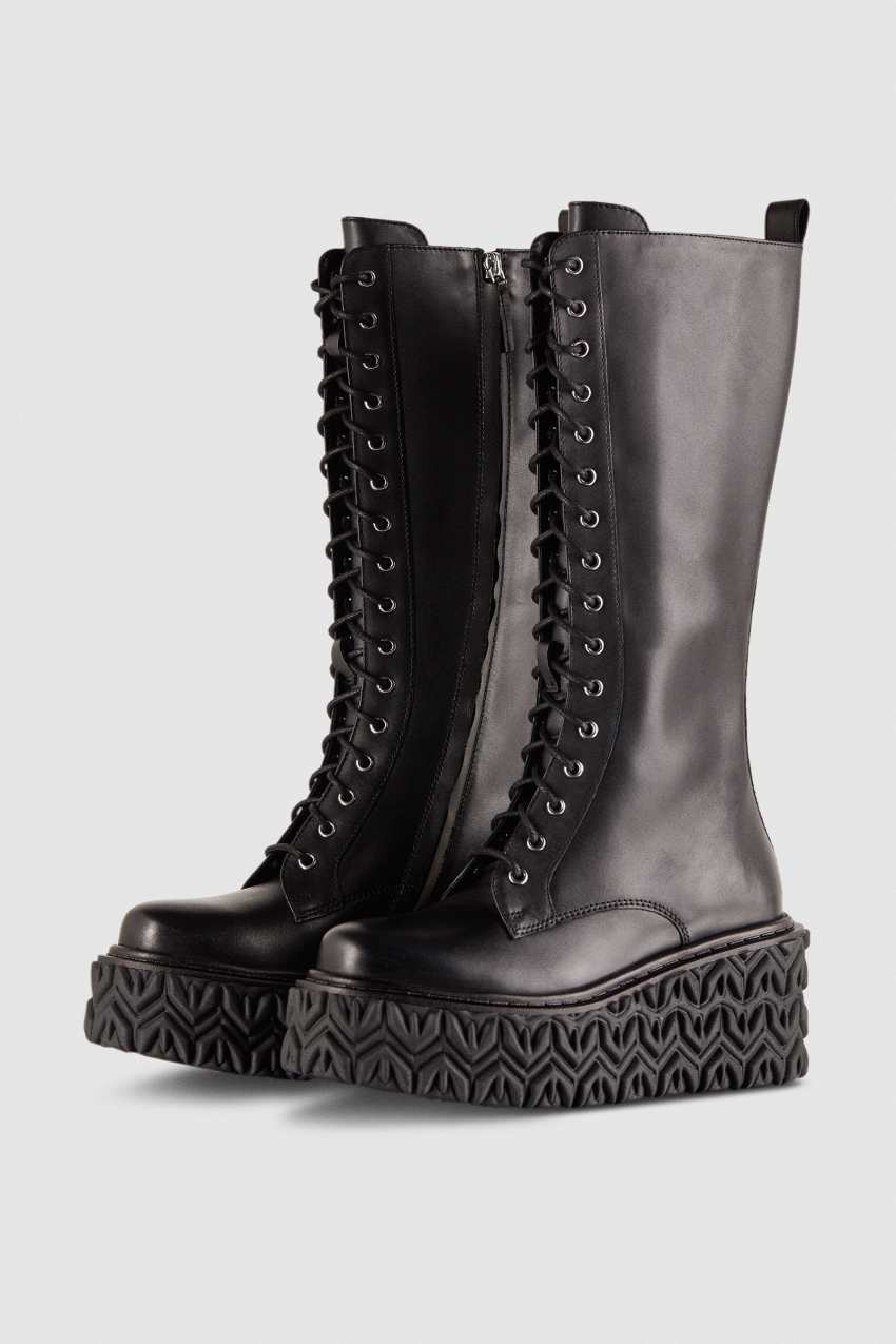 Patrizia Pepe Leather Boots With Side Zipper Siyah | GDJ196732