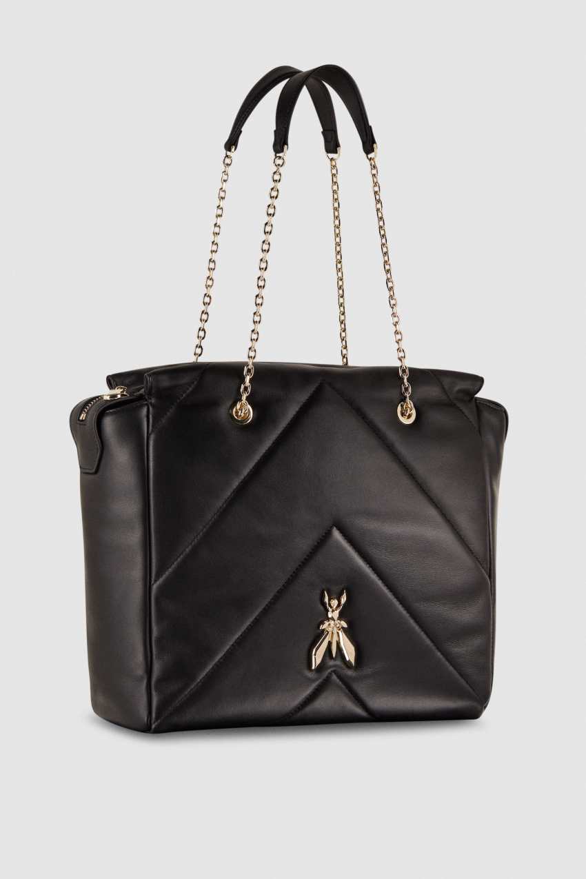 Patrizia Pepe Leather Bucket Bag With Zipper Siyah | BIT704261