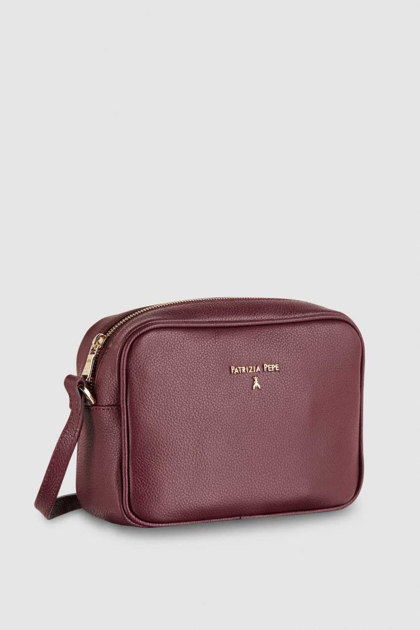 Patrizia Pepe Leather Camera Bag With Inside Pocket Mor | UAT782956