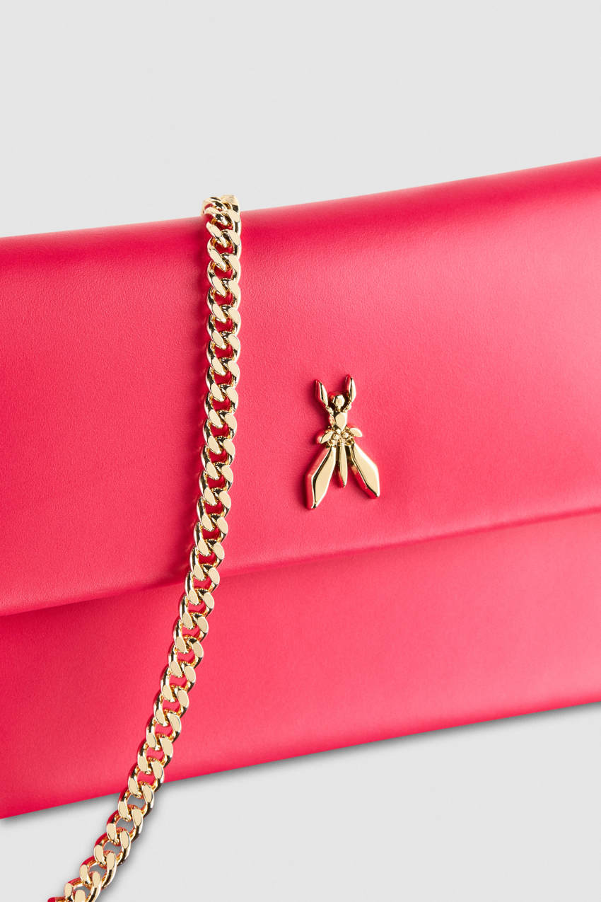 Patrizia Pepe Leather Clutch Bag With Chain Shoulder Strap Pembe | PGA310275