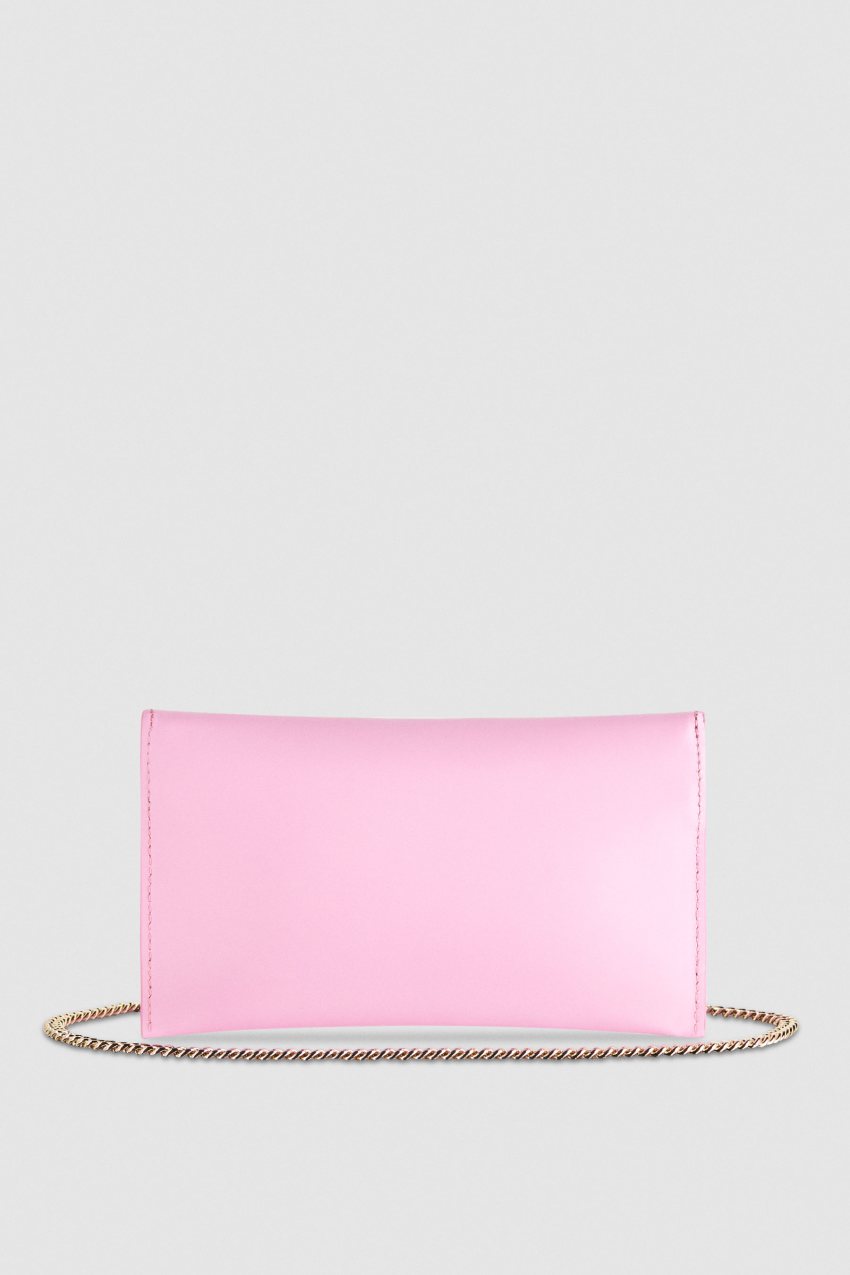 Patrizia Pepe Leather Clutch Bag With Chain Shoulder Strap Pembe | LZJ780234