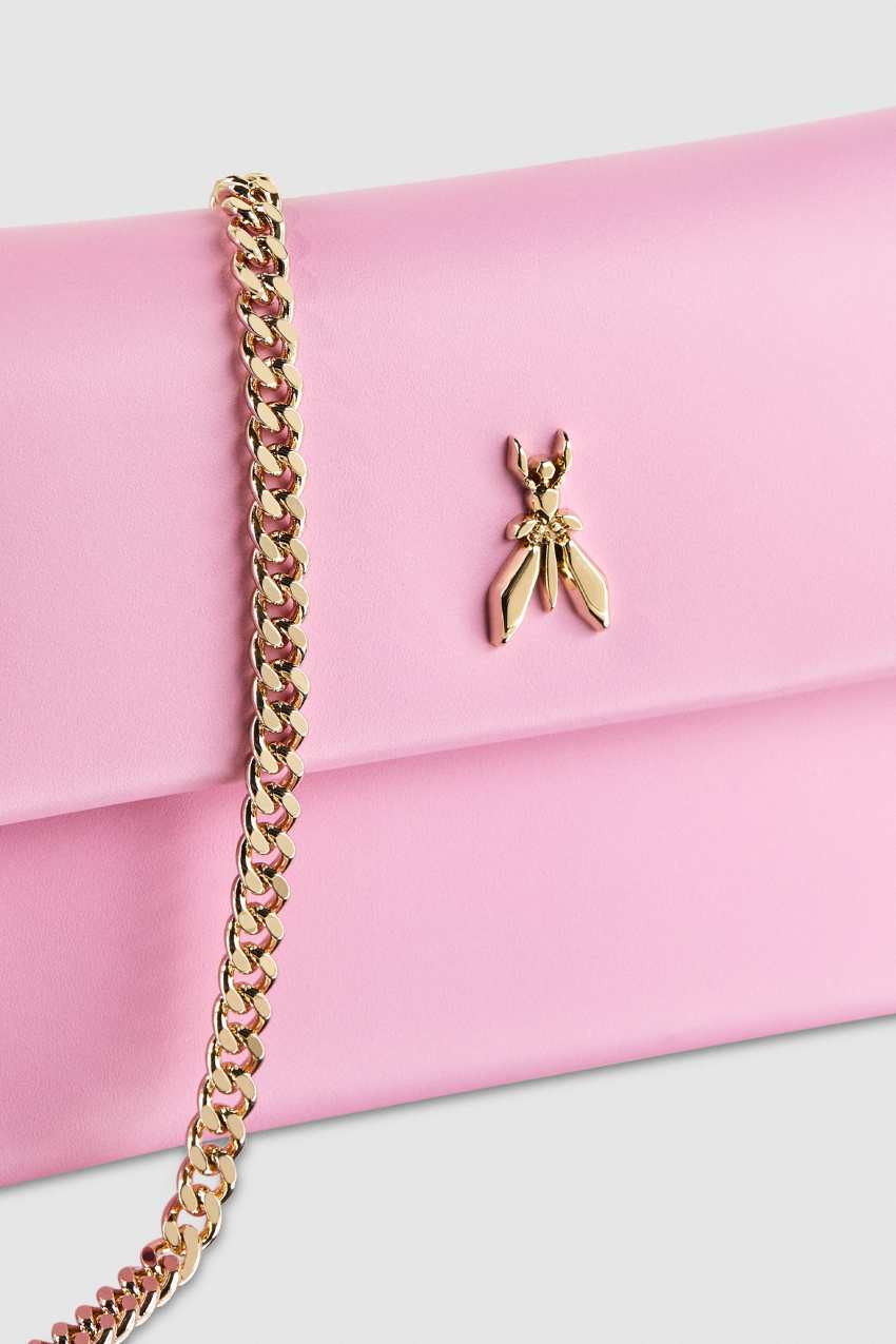 Patrizia Pepe Leather Clutch Bag With Chain Shoulder Strap Pembe | LZJ780234