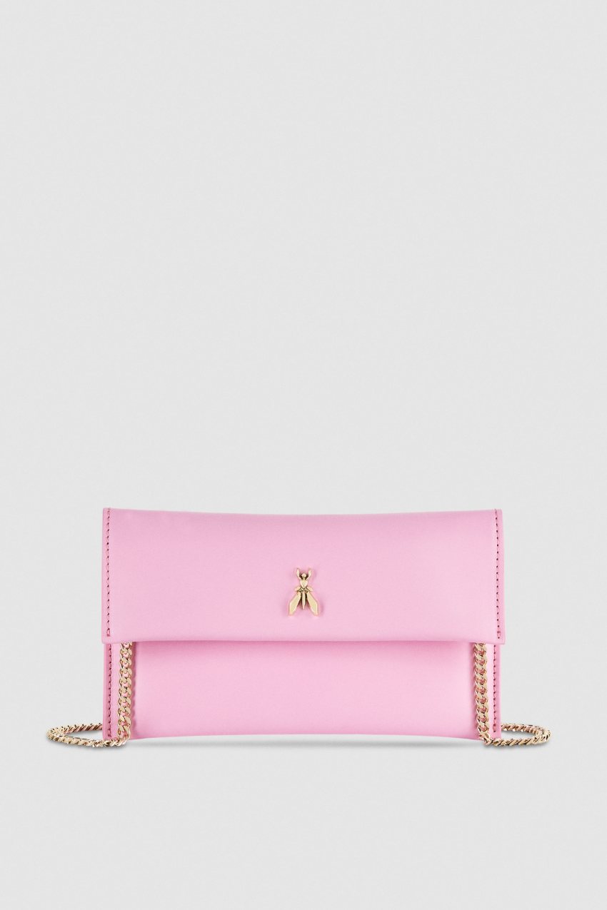 Patrizia Pepe Leather Clutch Bag With Chain Shoulder Strap Pembe | LZJ780234