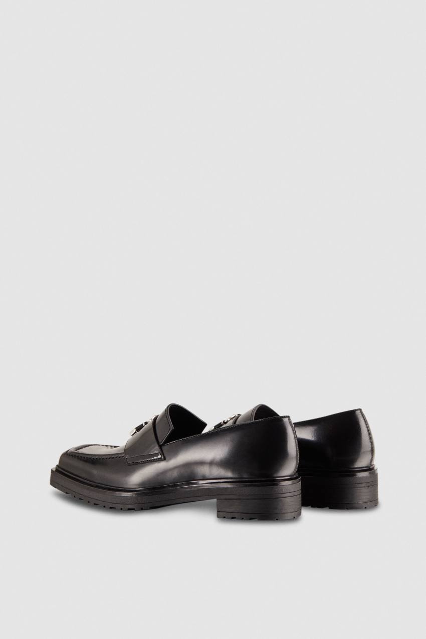 Patrizia Pepe Leather Square Toe Moccasins Siyah | TGS264179