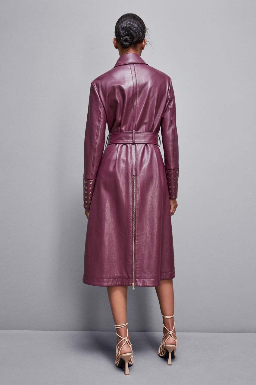 Patrizia Pepe Long Faux Leather Trench Coat With Zipper Mor | VEN029461