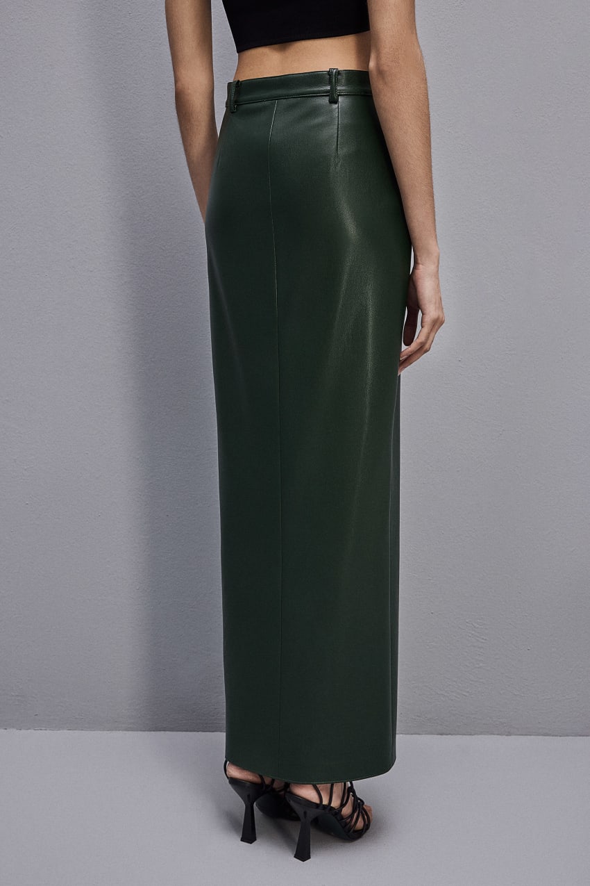 Patrizia Pepe Long Skirt In Coated Fabric Yeşil | TGK293157