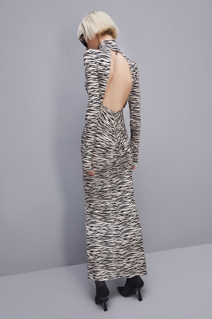 Patrizia Pepe Long Slim Fit Dress Animalier | PQI075624