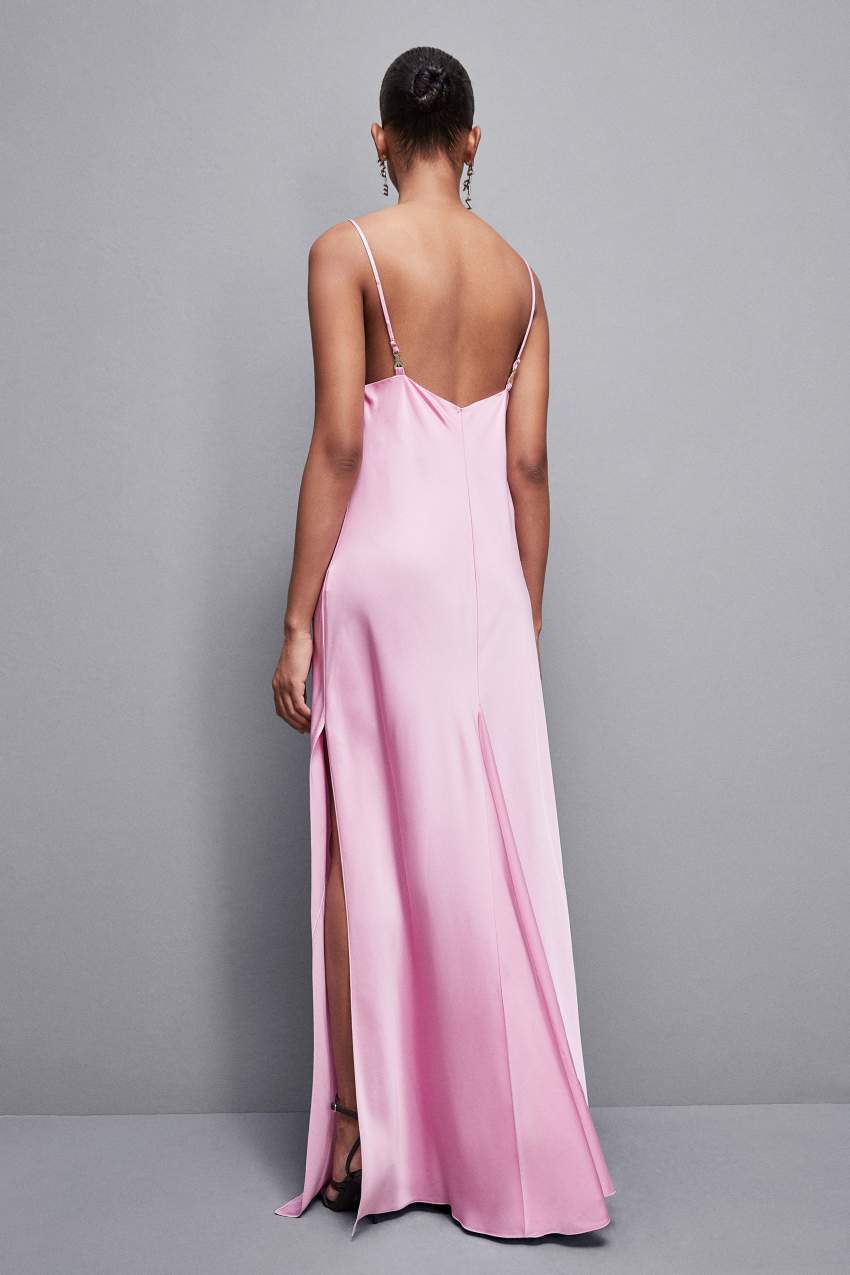 Patrizia Pepe Long Viscose Satin Mermaid Dress Pembe | IPS876594