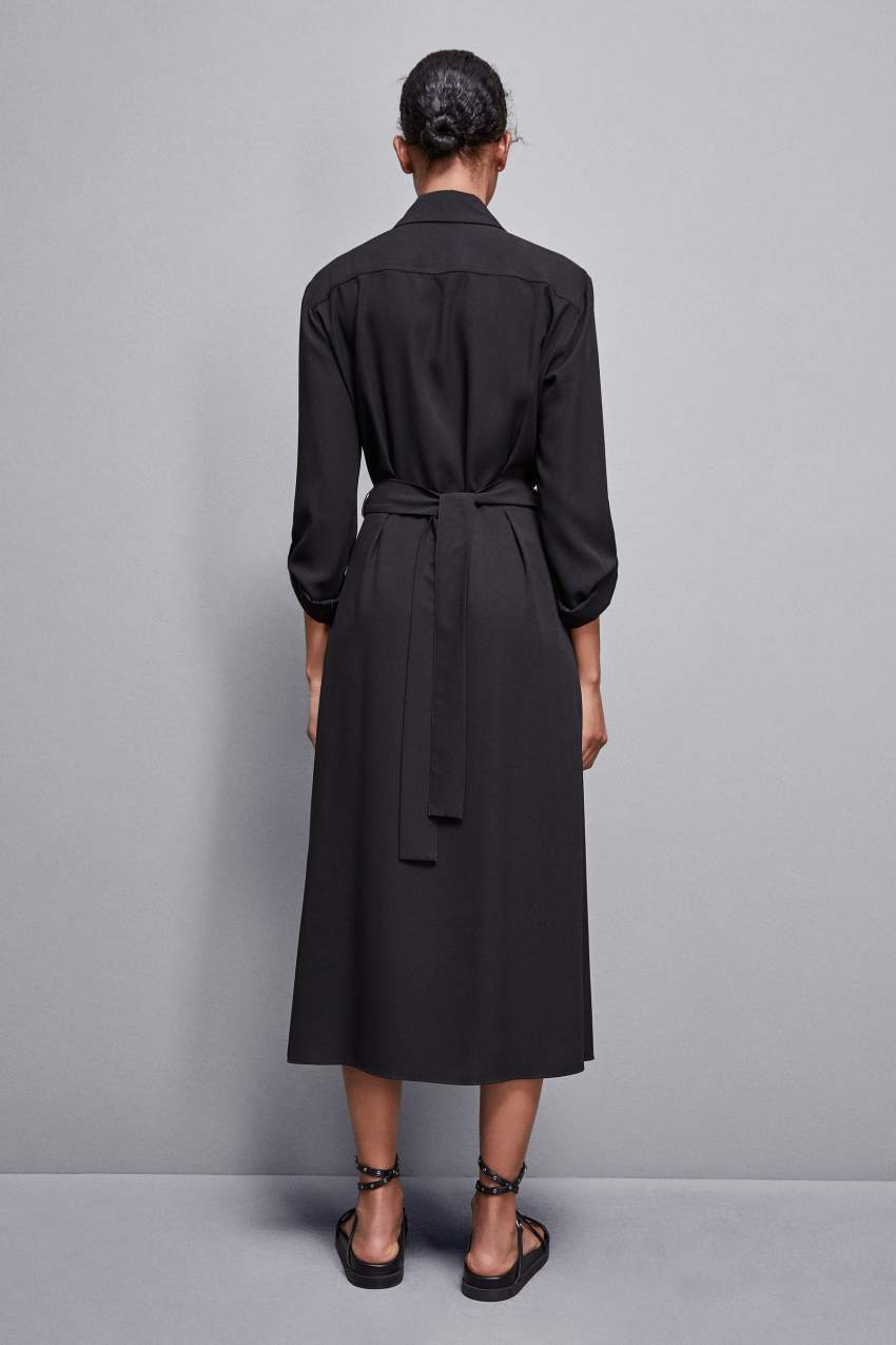 Patrizia Pepe Long-sleeved Chemisier Dress Siyah | DMB829675