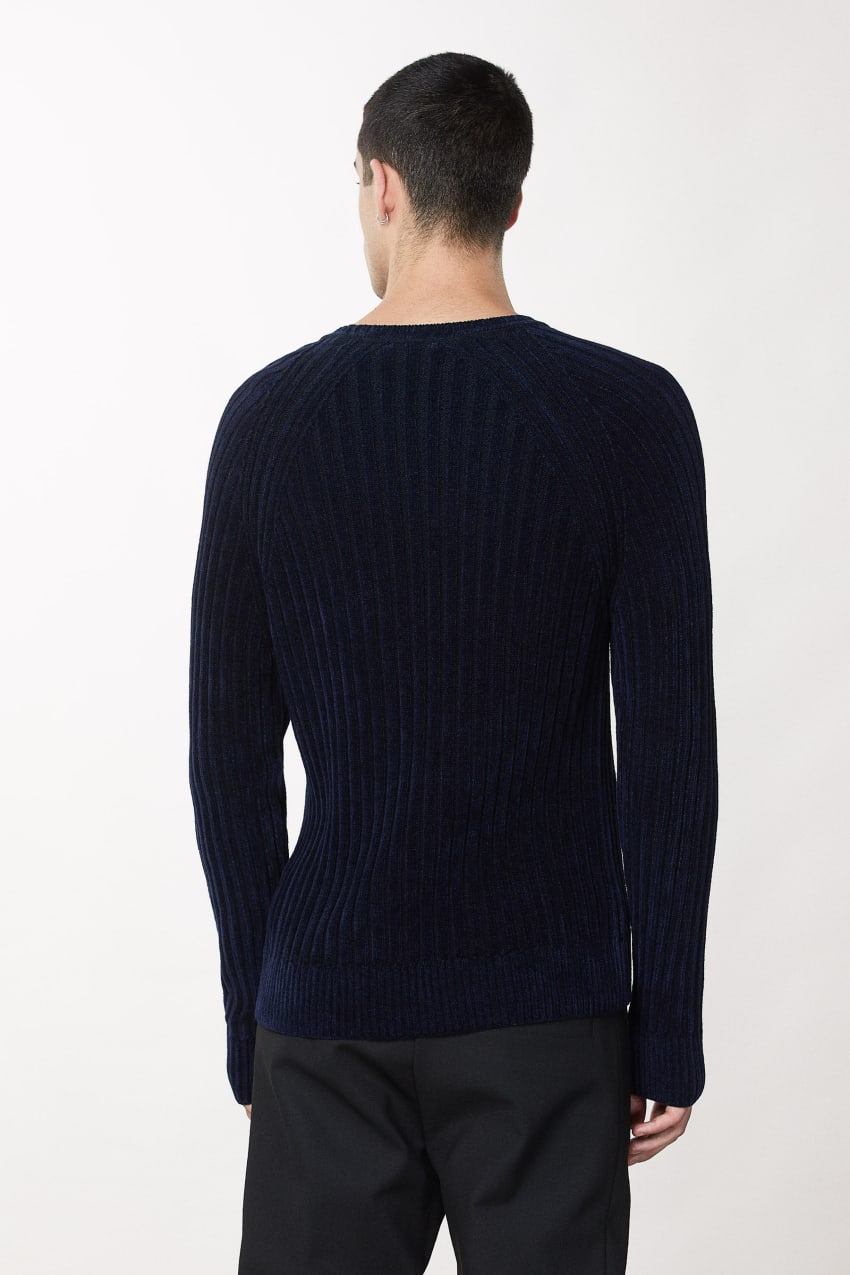 Patrizia Pepe Long-sleeved Ribbed Sweater Mavi | HGL875420