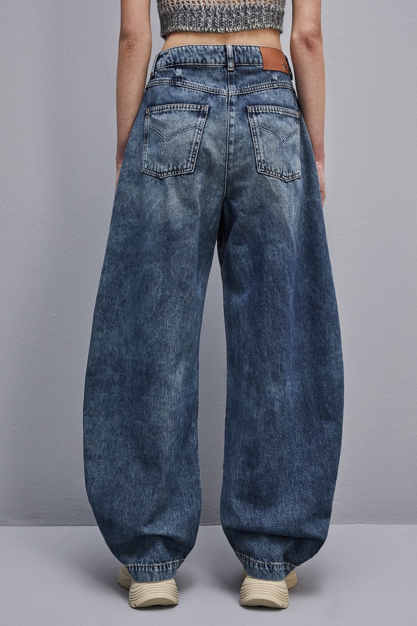 Patrizia Pepe Low Waist Balloon Denim Pants Açık Mavi | WZR018356