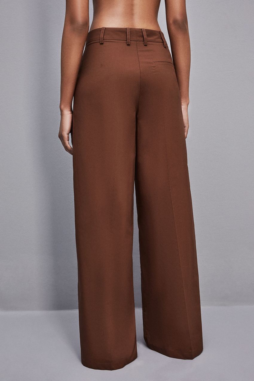 Patrizia Pepe Low-waisted Palazzo Fit Pants Kahverengi | NSP756418