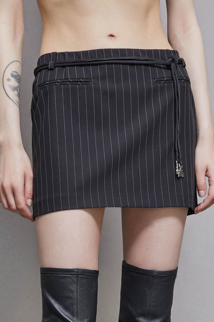 Patrizia Pepe Low-waisted Pinstripe Miniskirt Siyah | VGF618752