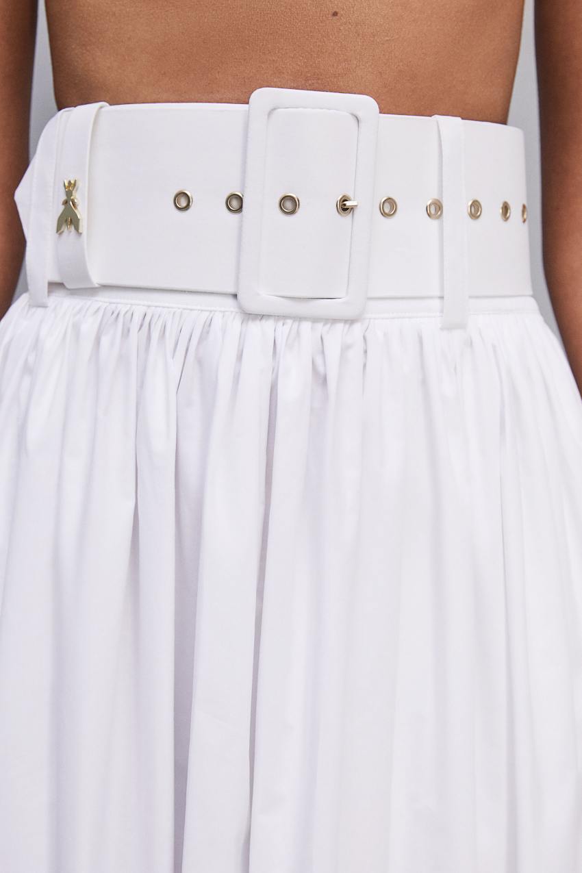 Patrizia Pepe Midi Flared Skirt With Belt Beyaz | DXP476108