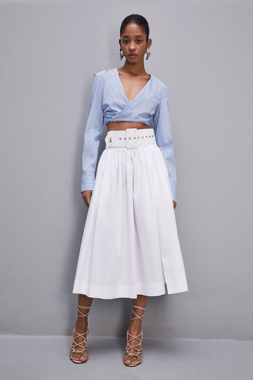 Patrizia Pepe Midi Flared Skirt With Belt Beyaz | DXP476108