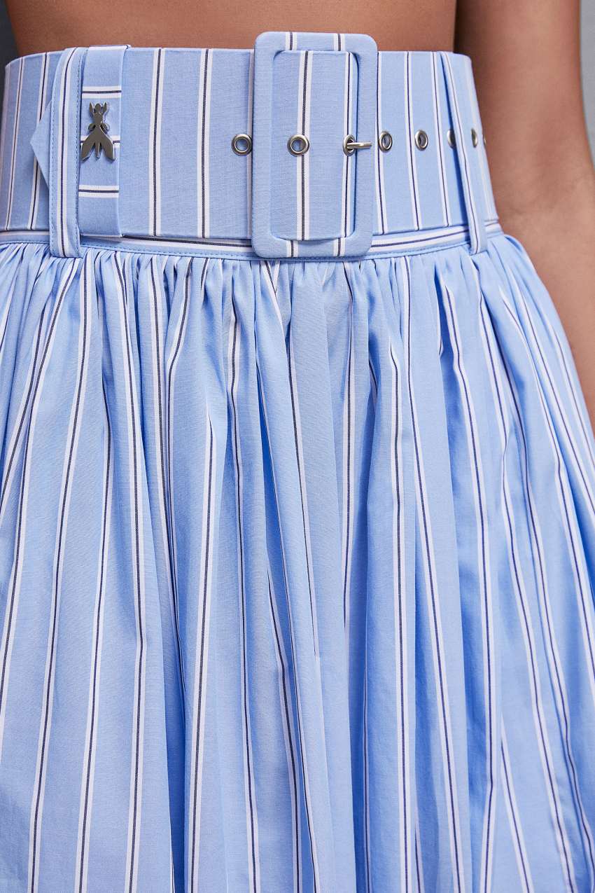 Patrizia Pepe Midi Flared Skirt With Belt Açık Mavi | ILH783516