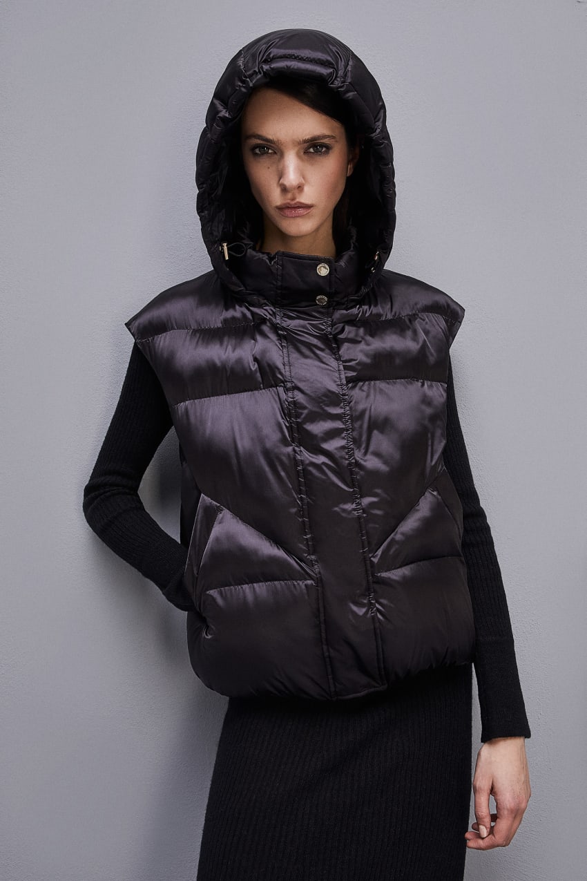 Patrizia Pepe Nylon Sleeveless Down Jacket Siyah | EBD875964