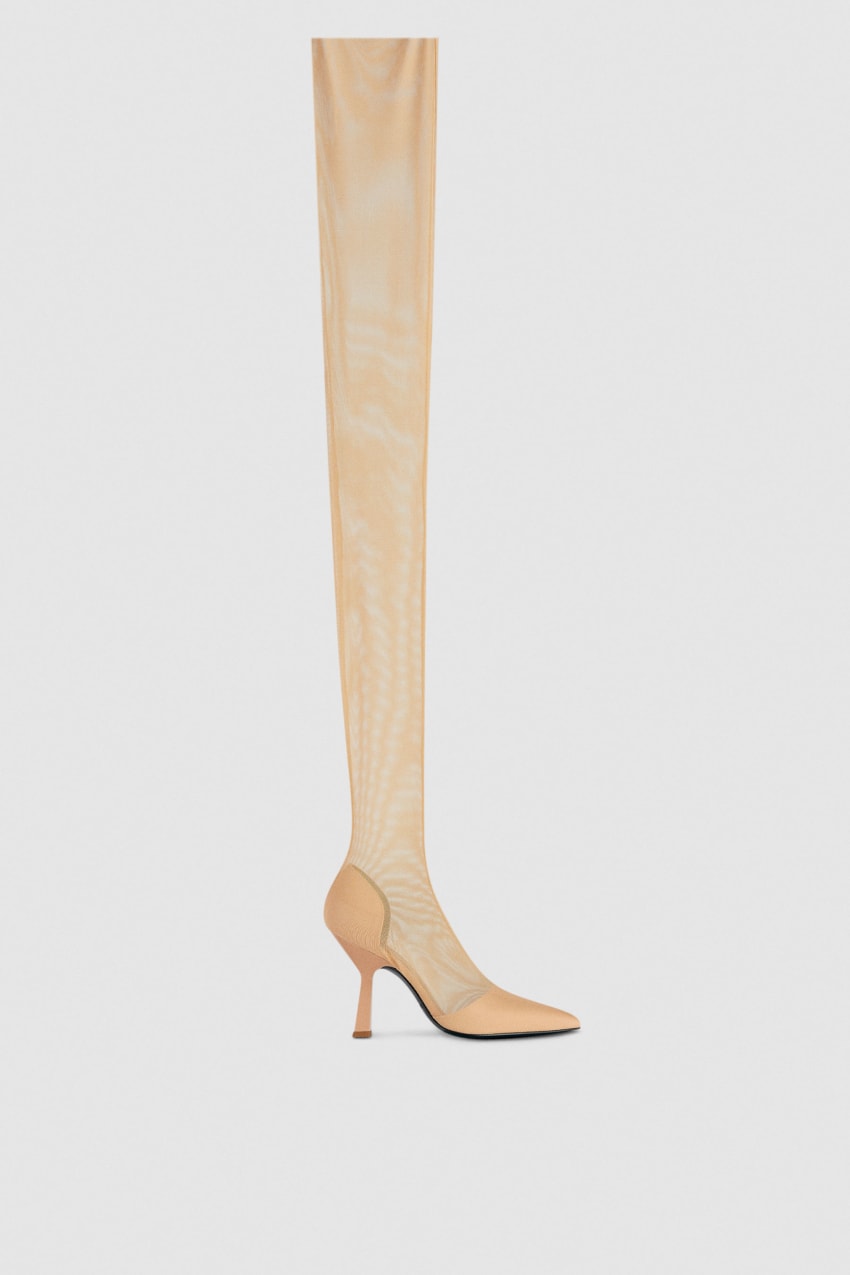 Patrizia Pepe Overknee Boots In Tulle Bej Rengi | EJP853692