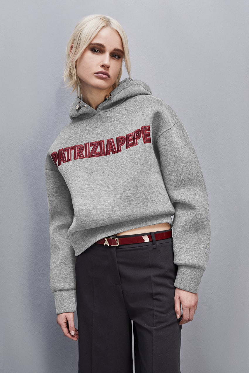 Patrizia Pepe Oversized Hoodie Gri | LKV056247