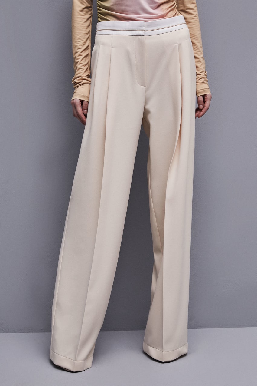 Patrizia Pepe Palazzo Pants In Technical Fabric Bej Rengi | TMU235679