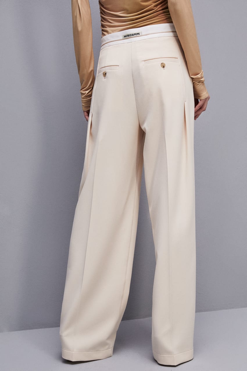 Patrizia Pepe Palazzo Pants In Technical Fabric Bej Rengi | TMU235679