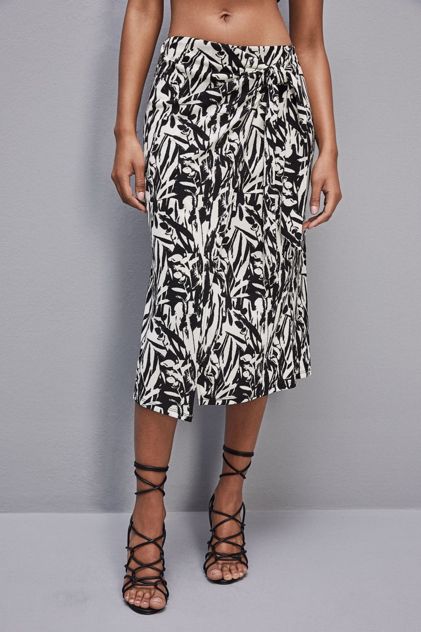 Patrizia Pepe Patterned Jersey Midi Skirt Beyaz | ADN468290