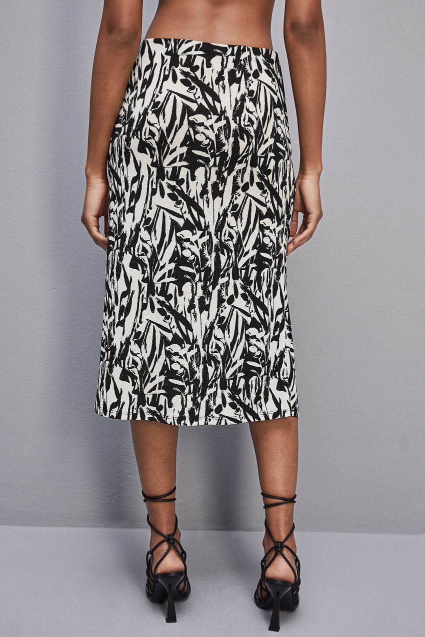 Patrizia Pepe Patterned Jersey Midi Skirt Beyaz | ADN468290