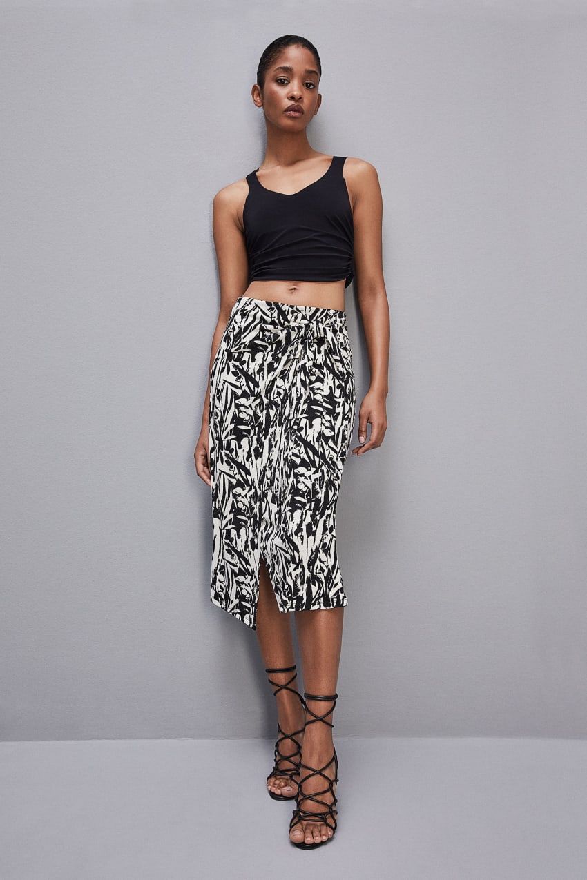 Patrizia Pepe Patterned Jersey Midi Skirt Beyaz | ADN468290