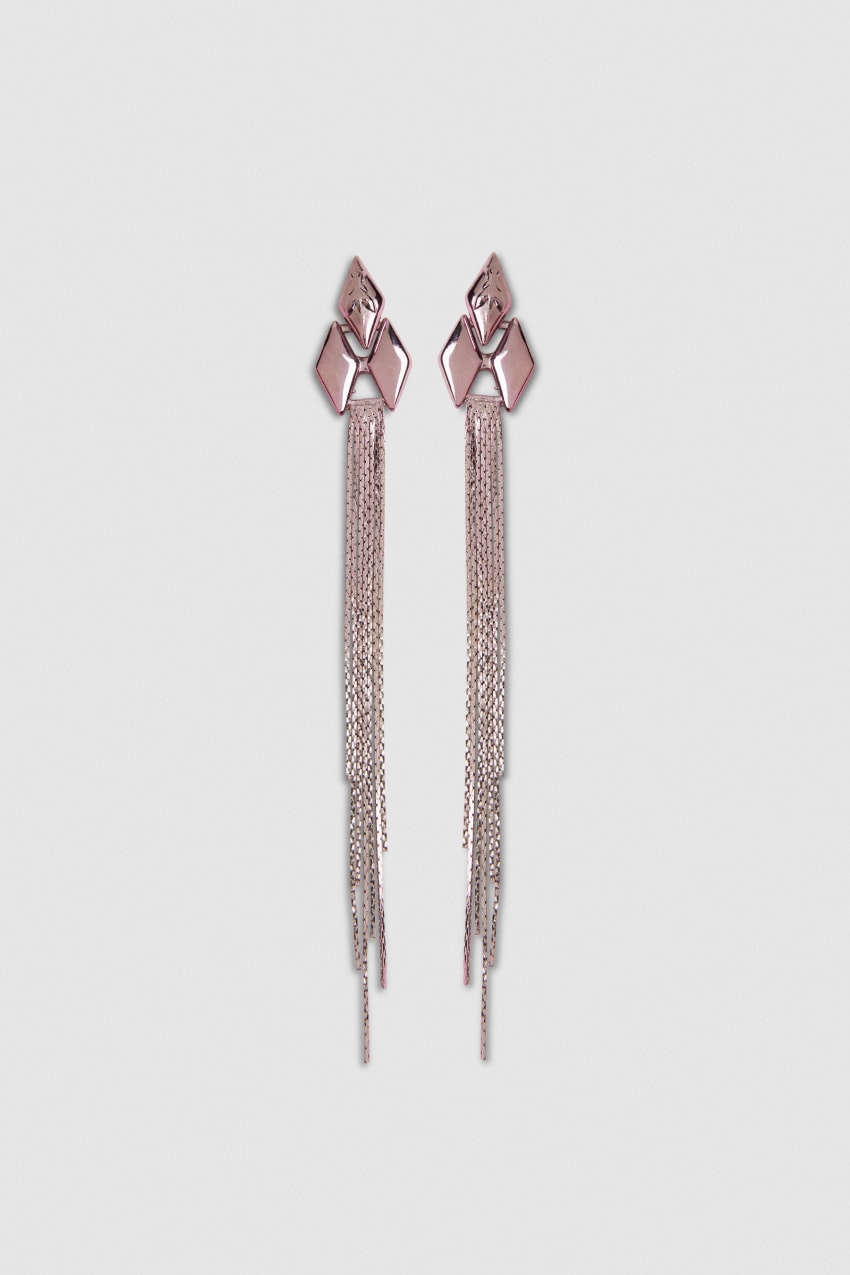 Patrizia Pepe Pendant Earrings With Micro Fly Links And Metal Fringing Pembe | AEX324567