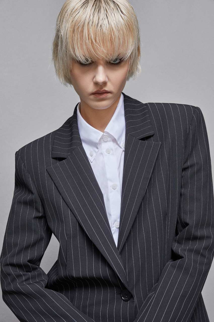 Patrizia Pepe Pinstriped One-button Flannel Blazer Siyah | ALJ634108