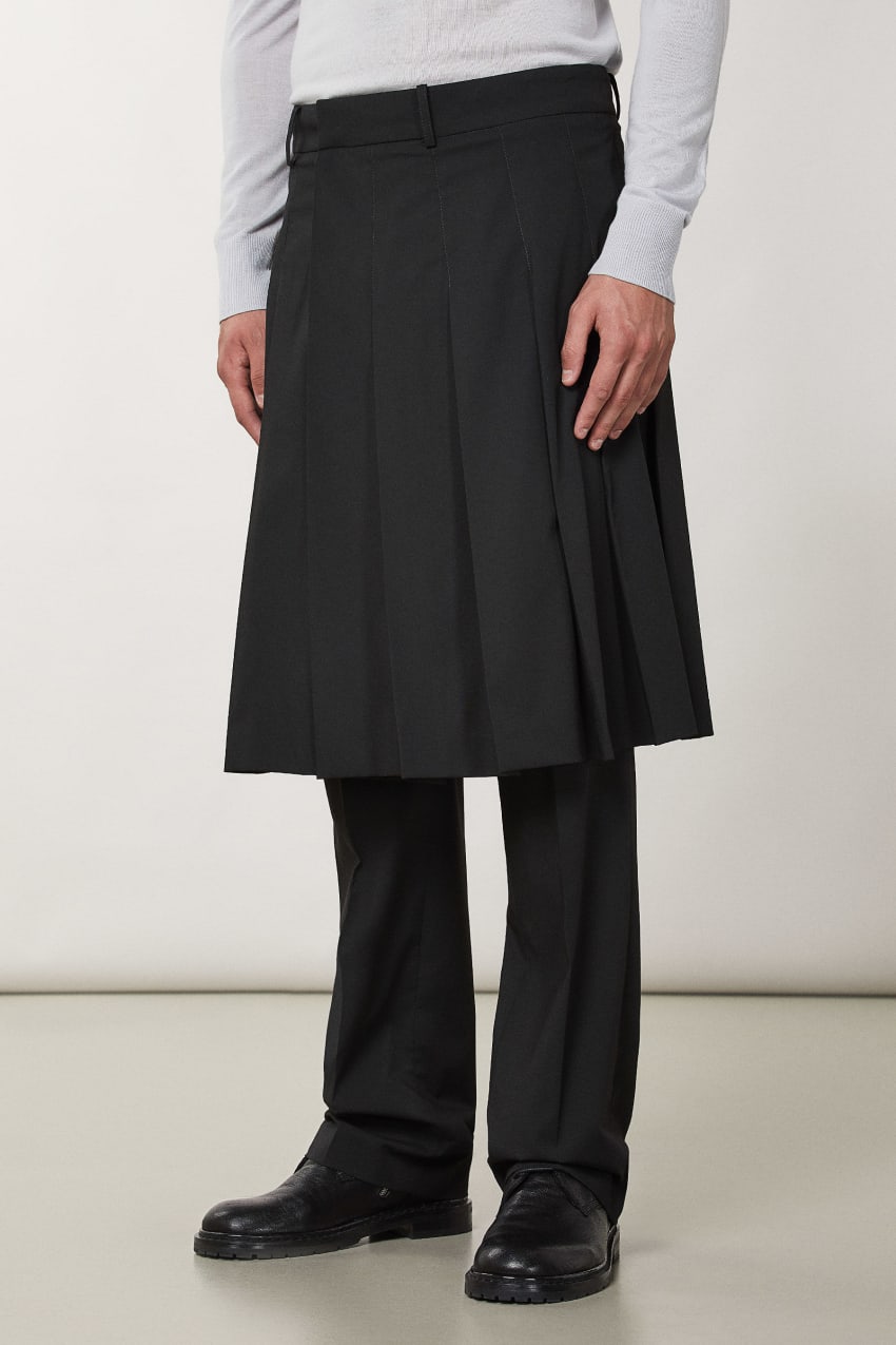 Patrizia Pepe Pleated Canvas Skirt Siyah | XRO015496