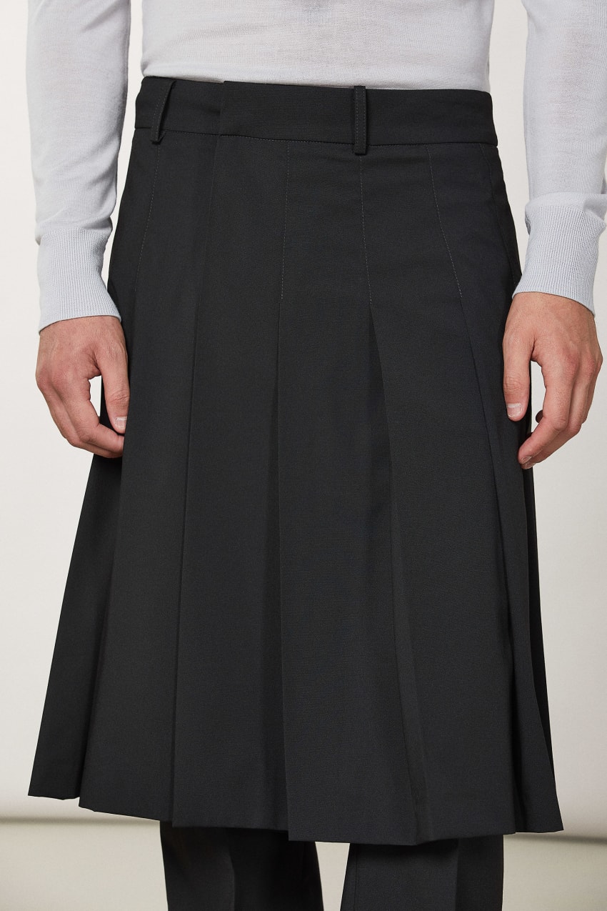 Patrizia Pepe Pleated Canvas Skirt Siyah | XRO015496