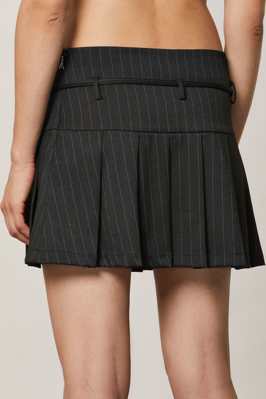 Patrizia Pepe Pleated Mini Skirt Siyah | ISD682135