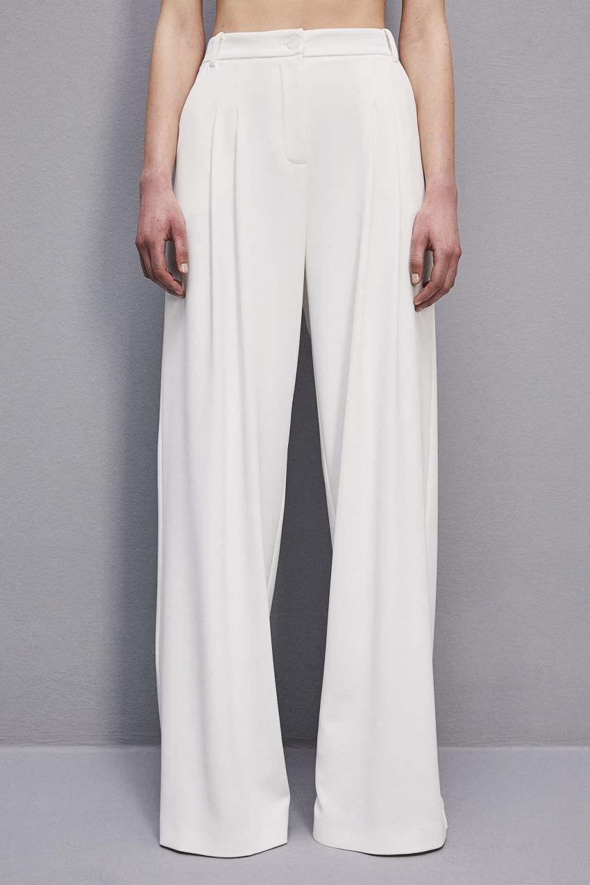 Patrizia Pepe Pleated Pants In Fluid Twill Beyaz | KFO853904